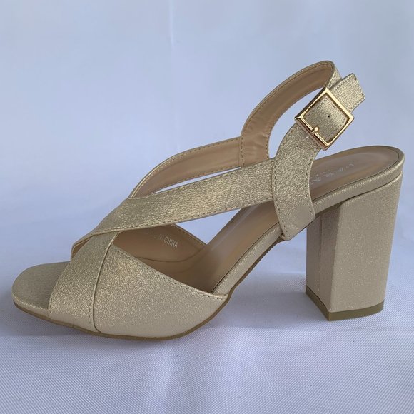 Paradox London Hibiscus Strappy Heels, Women's Size 8 W, Champagne - Picture 4 of 8